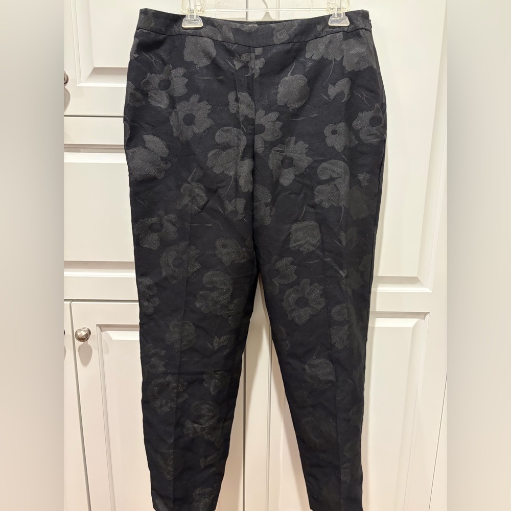 Talbots || Heritage Floral Jacquard Ankle Pants, Black || Size 12 – NWT